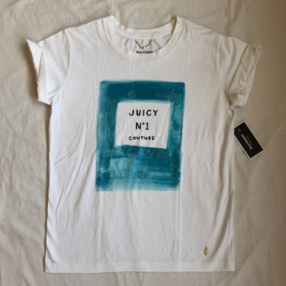 JUICY COUTURE glitter graphic tee tshirt